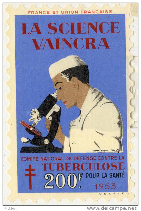 Tuberculeux - 1953 Grand Format - Union Française - Chercheur Microscope - Tuberkulose-Serien