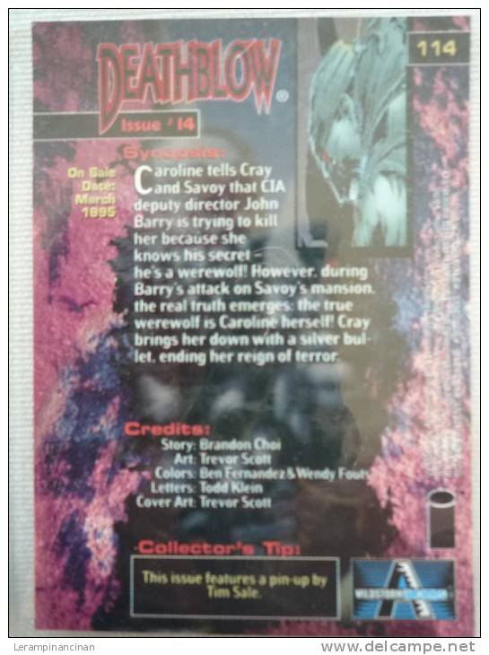 TRADING CARD DEATHBLOW N° 114 ISSUE # I4 ON SALE DATE :D MARCH 1995 - Other & Unclassified