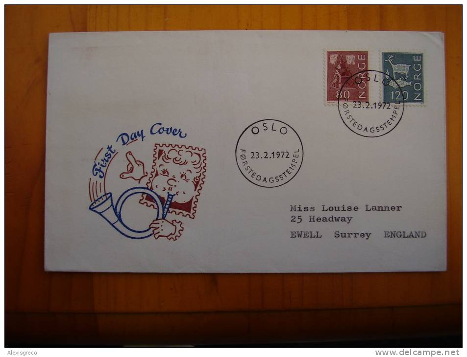 NORWAY - OSLO FDC Of 23.2.1972 Illustrated Official With TWO STAMPS. - Oblitérés