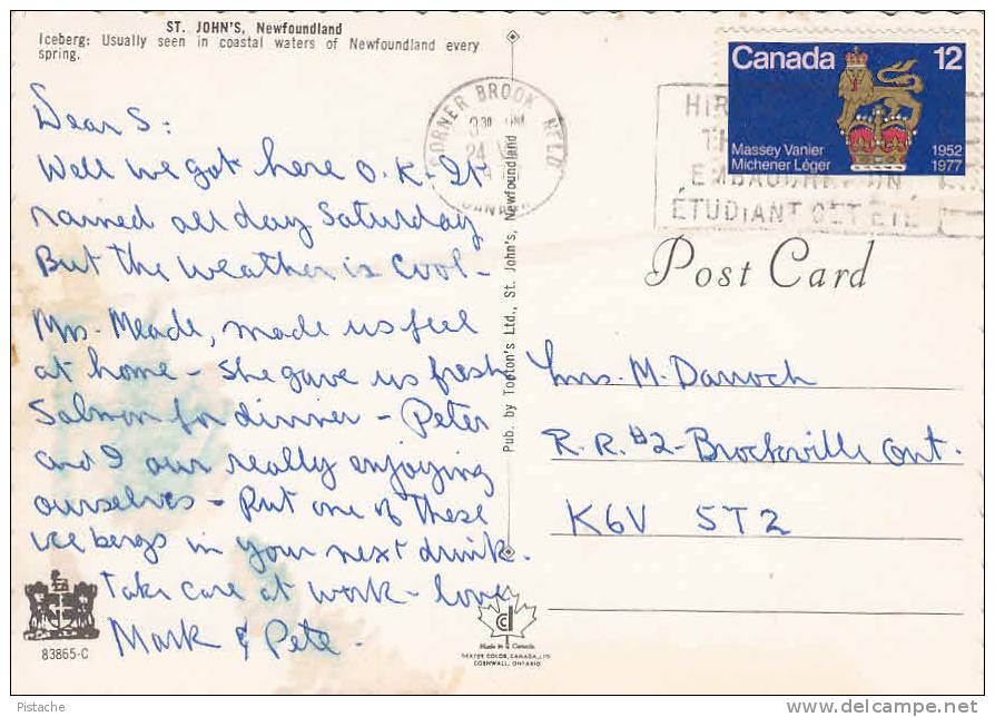 Newfoundland Terre-Neuve Canada - Icebergs Iceberg Glacier - Stamp & Postmark 1977 - 2 Scans - Autres & Non Classés