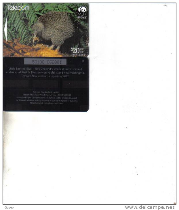 New Zealand-nz-g-192-little Spotted Kiwi(501d)-$20-tirage-50.000-used Card+1 Card Prepiad Free - Águilas & Aves De Presa