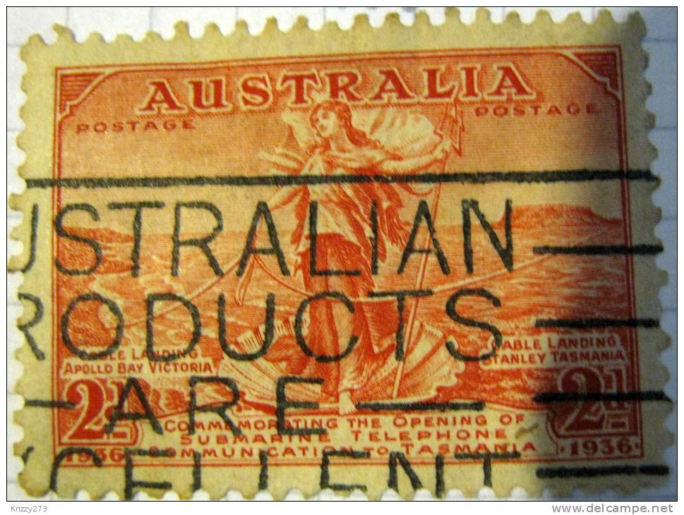 Australia 1936 Celebrating The Submarine Telephone Cable To Tasmania 2d - Used - Usados