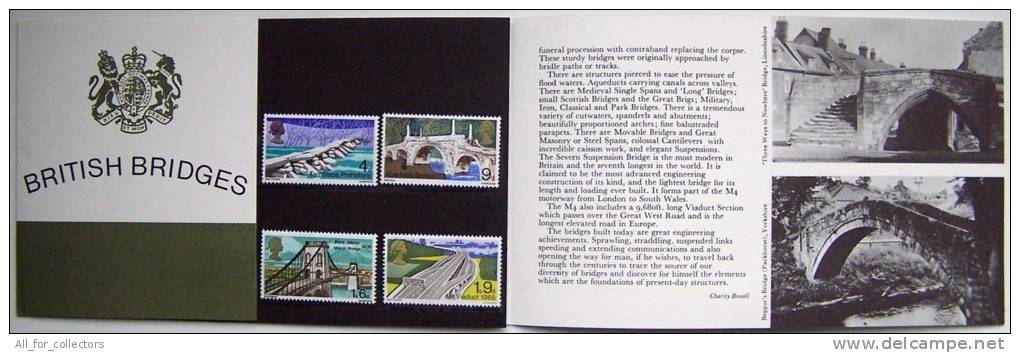 Great Britain BRITISH BRIDGES Pont Brucke 4 Mint Stamps In Special Folder - Unused Stamps