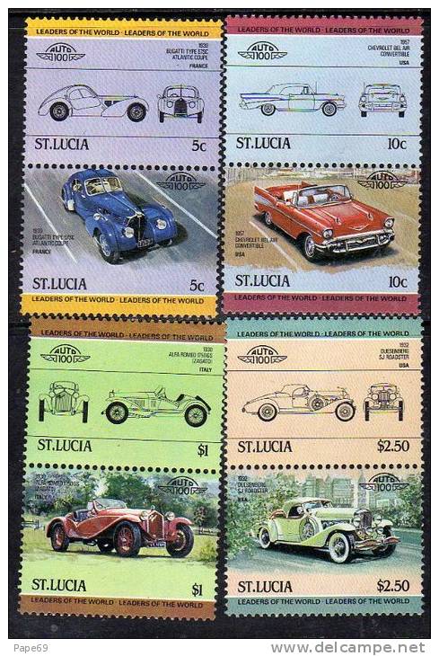 Sainte-Lucie N° 644 / 51 XX  Automobiles (I) La Série Des 8 Valeurs Sans Charnière TB - St.Lucia (1979-...)