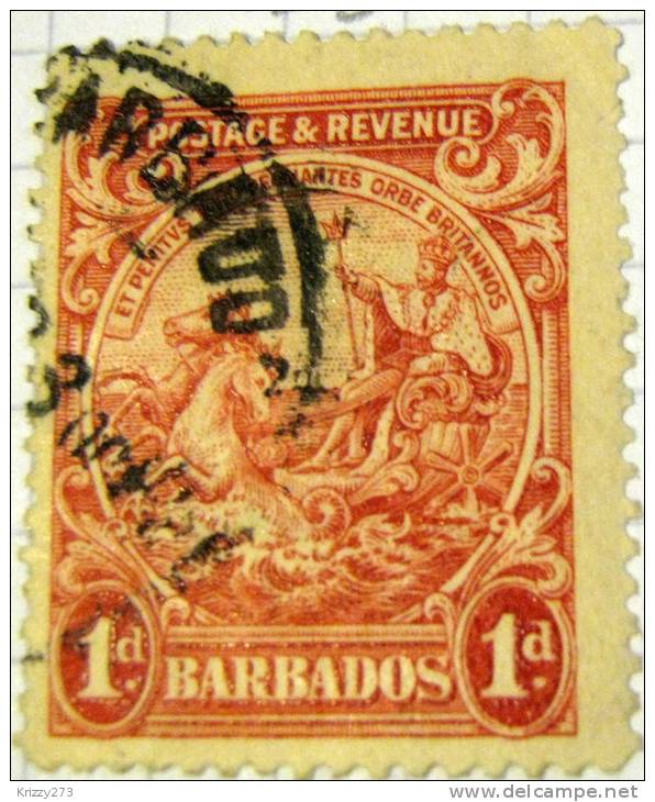 Barbados 1925 Postage And Revenue 1d - Used - Barbades (...-1966)