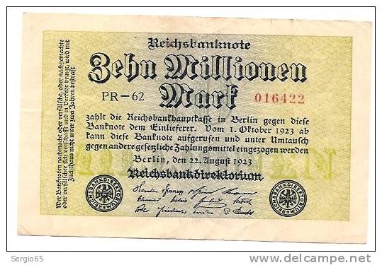 Inflation - 1923 - 10 Miljoen Mark