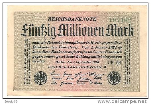 Inflation - 1923 - 50 Miljoen Mark