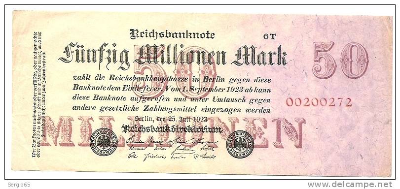 Inflation - 1923 - 50 Millionen Mark