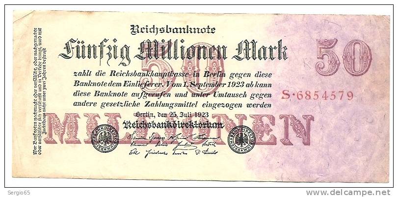 Inflation - 1923 - 50 Miljoen Mark