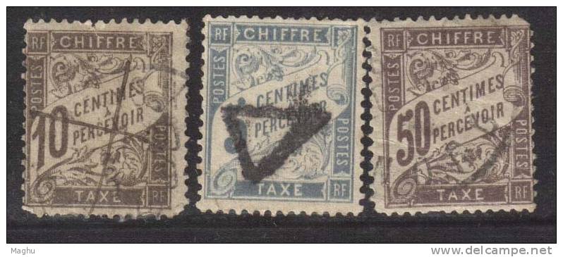 POSTAGE  DUE, 3v Used, France - Used Stamps
