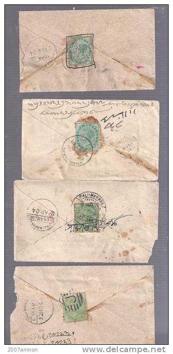 INDIA POSTAL HISTORY  QV 4 COVERS - 1882-1901 Empire