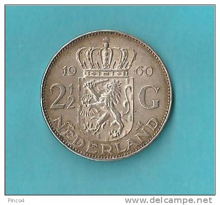 OLANDA - NEDERLAND  - 2,5  GULDEN 1960 SILVER - 1948-1980 : Juliana