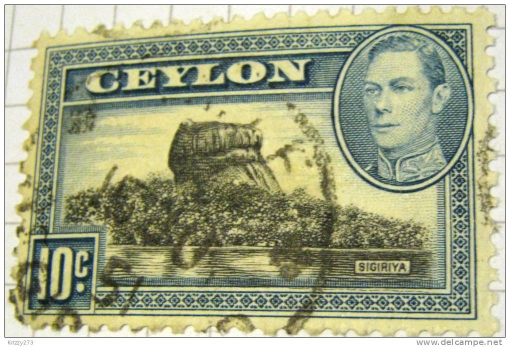 Ceylon 1938 Sigiriya Lion Rock 10c - Used - Ceylan (...-1947)