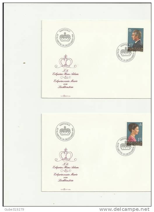 LIECHTENSTEIN 1984-LOT OF 2 FDC PRINCES  WITH / 1 STAMP EACH OF CHF 1,70-2.00  YVERT 805-806 POST.10-12-1984 RE 3 LC GN - Covers & Documents