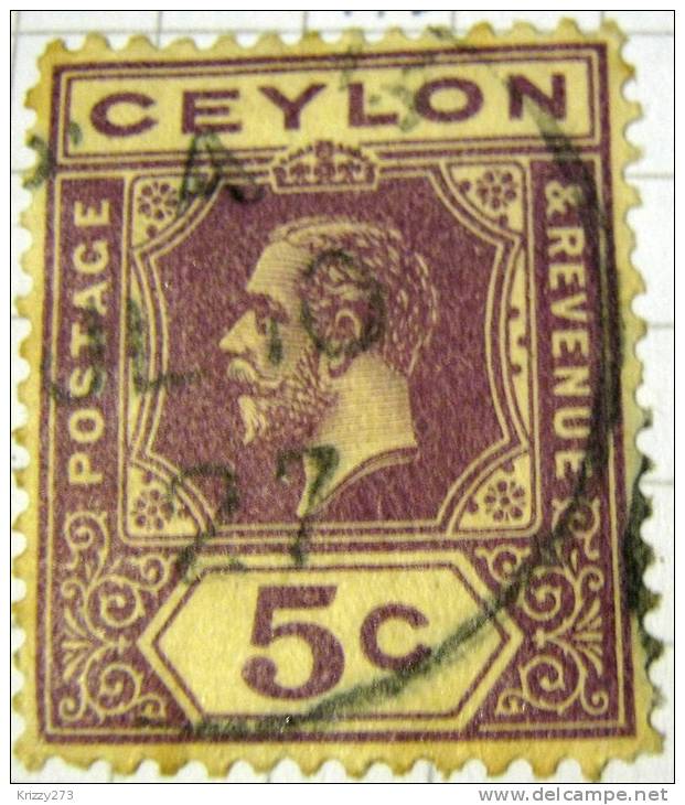 Ceylon 1912 King George V 5c - Used - Ceylan (...-1947)