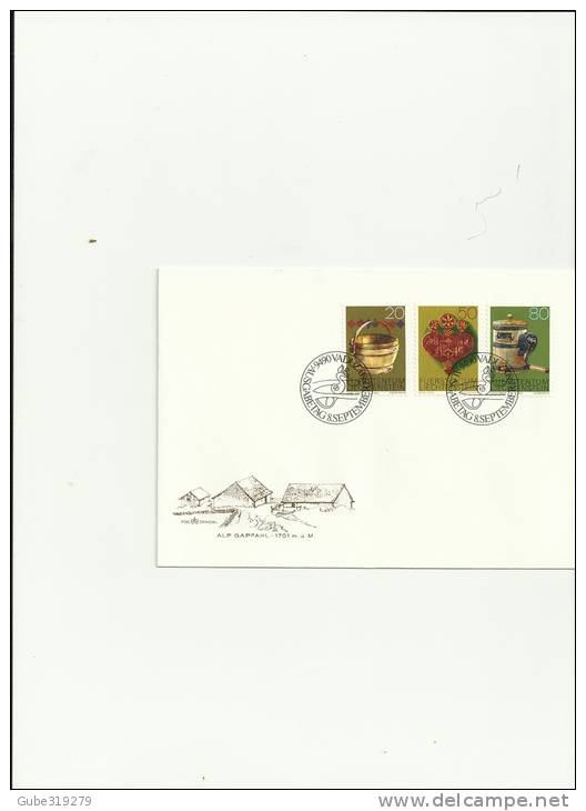 LIECHTENSTEIN 1980- FDC OLD UTENSILSWITH 3 STAMPS OF CHF 0,20-0,50-0,80YVERT 688/690 POSTMARKED.8-9-1980 RE 6LC GN - Covers & Documents