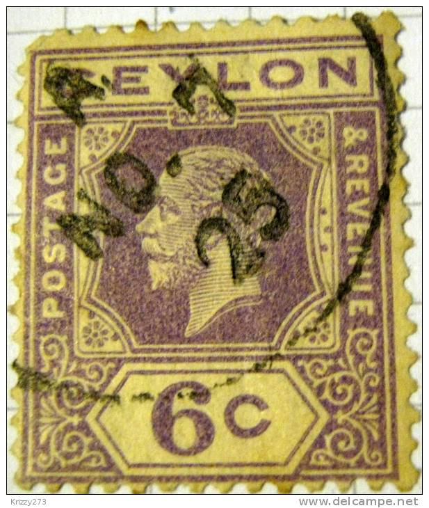 Ceylon 1912 King George V 6c - Used - Ceylan (...-1947)