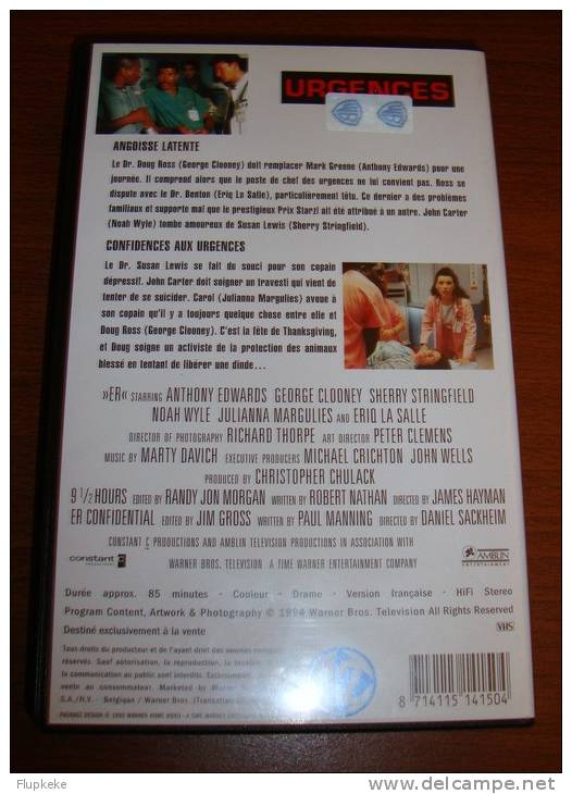 Vhs Pal Urgence 5 Angoisse Latente + Confidences Aux Urgences E.R.Version Française - Séries Et Programmes TV