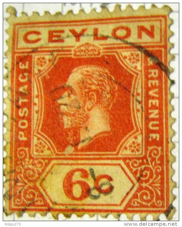 Ceylon 1912 King George V 6c - Used - Ceylan (...-1947)