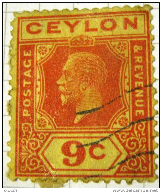 Ceylon 1912 King George V 9c - Used - Ceylon (...-1947)