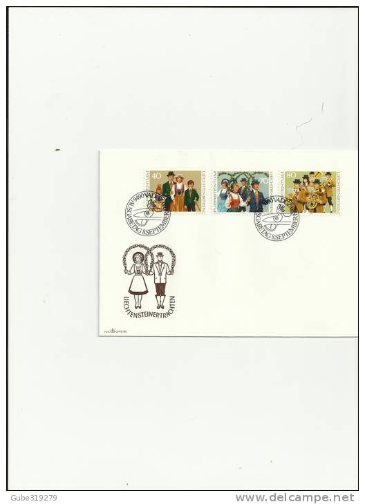 LIECHTENSTEIN 1980- FDC LOCAL COSTUMES WITH 3 STAMPS OF CHF 0,40-0,70-0,80YVERT 695/697 POSTMARKED.8-9-1980 RE 7LC GN - Covers & Documents