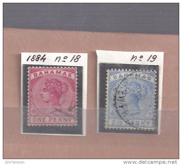 BRIT COLONIES BAHAMAS # 18 + 19 USED - 1859-1963 Crown Colony