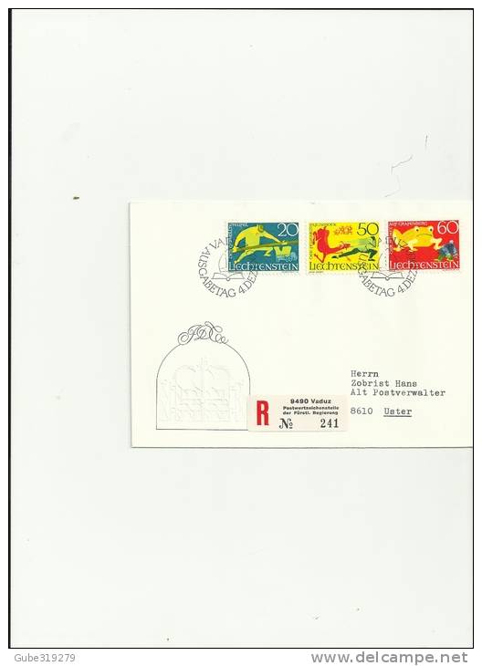 LIECHTENSTEIN 1969- FDC LEGENDS OF L WITH 3 STAMPS OFCHF  0,20-0,50-0,60 YVERT 466/468 REGISTER POSTM..4-121969RE 11LCGN - Covers & Documents