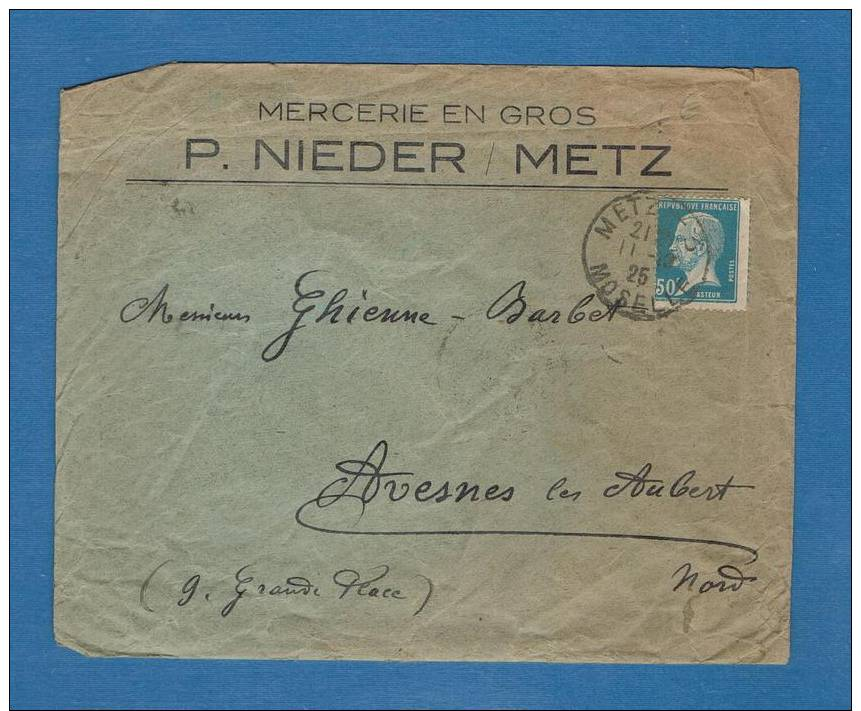 Cachet METZ 1925 - Timbre N° 175 Pasteur 50 Cts. Variété Centre Déplacé - 1921-1960: Période Moderne