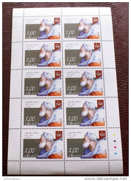 VATICANO 2008 - 8  SPLENDID SHEETS OF 10, 5TH CENTENARY CAPPELLA SISTINA MNH** CV 230 - Blocs & Hojas