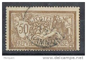 50 Cts Tipo MERSON, Francia 1900, Fondo Casi Blanco, VARIEDAD, Retoque, Yvert Num 120 º - 1900-27 Merson