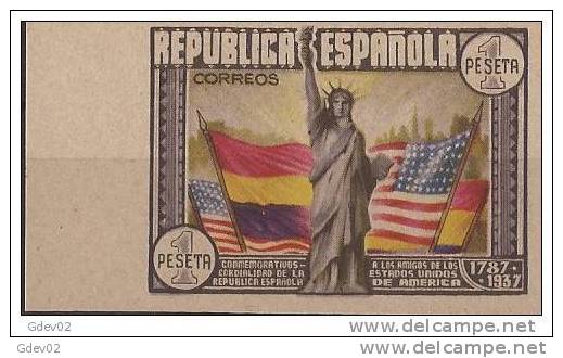 ES763SCSDBH-L3935TBAO .Spain.Espagne. ANIVERERSARIO. CONSTITUCION USA Banderas.1938 (Ed 763s**)sin Charnela. - Altri & Non Classificati