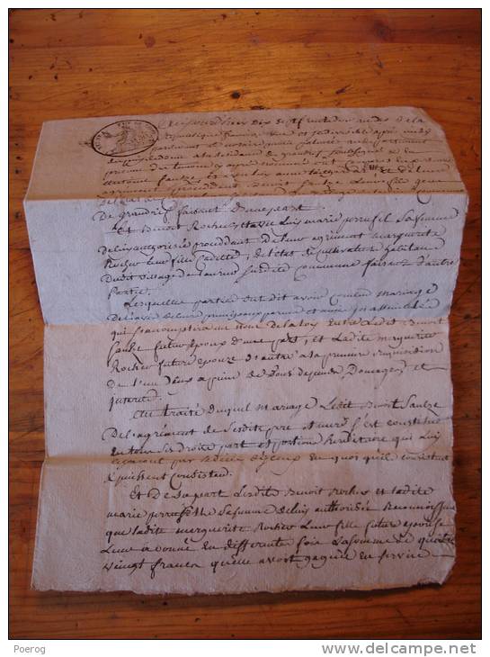 ACTE DE MARIAGE MANUSCRIT 17 FRUCTIDOR AN 10 (4 SEPTEMBRE 1802) - BENOIT LAUTZE ET MARGUERITE ROCHER PUY DE DOME TAMPON - Manuscritos