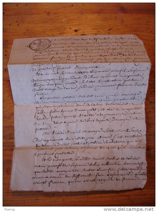 ACTE DE MARIAGE MANUSCRIT 17 FRUCTIDOR AN 10 (4 SEPTEMBRE 1802) - BENOIT LAUTZE ET MARGUERITE ROCHER PUY DE DOME TAMPON - Manuscripts