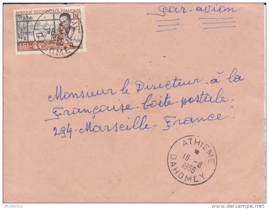 ATHIEME - DAHOMEY - 1956 - COLONIES FRANCAISES - DEVANT DE LETTRE - MARCOPHILIE - Lettres & Documents