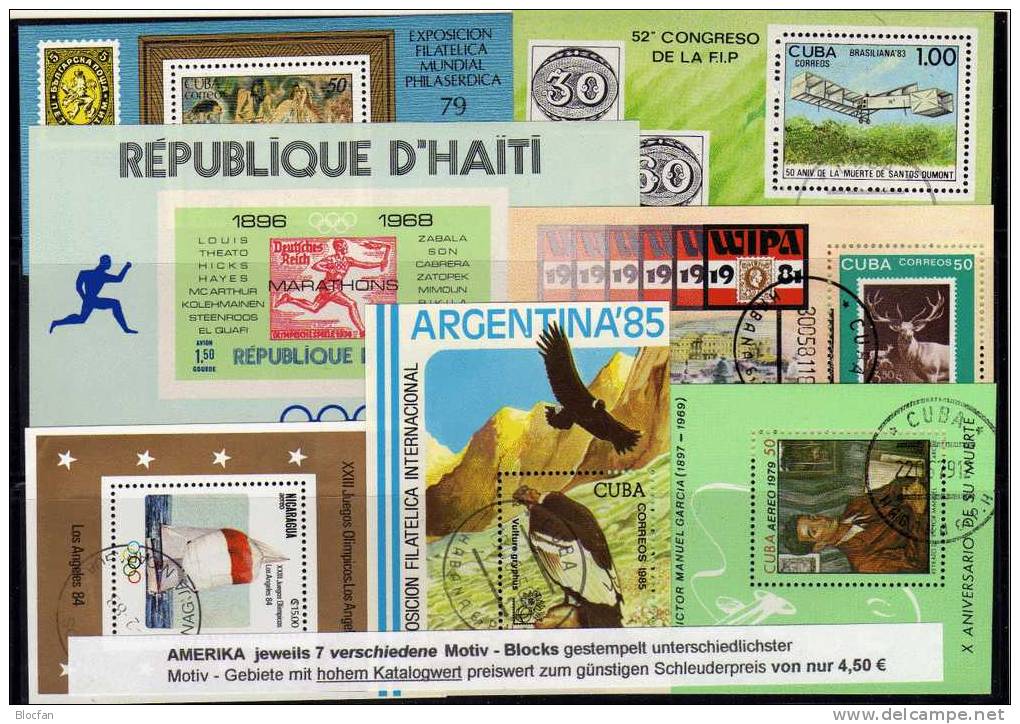 Motiv-Block / Kleinbogen Günstig Amerika O 20€ 7 Verschiedene Ausgaben Haiti Nikaragua Kuba Phillipinen Sheet Of America - Haiti