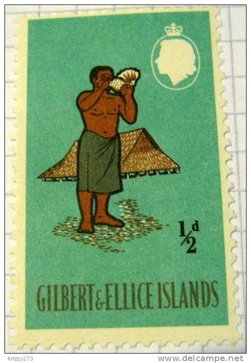Gilbert And Ellice Islands 1965 Man Blowing Bu Shell 0.5d - Mint - Isole Gilbert Ed Ellice (...-1979)