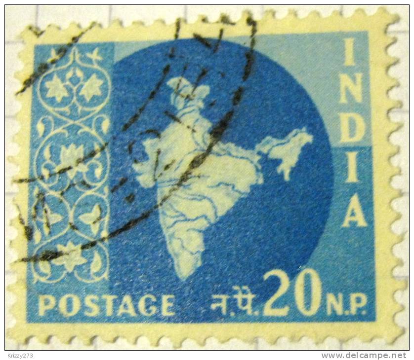 India 1958 Map Of India 20np - Used - Nuevos