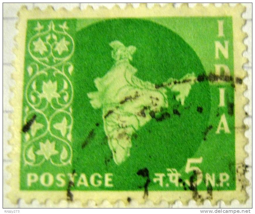 India 1958 Map Of India 5np - Used - Ungebraucht