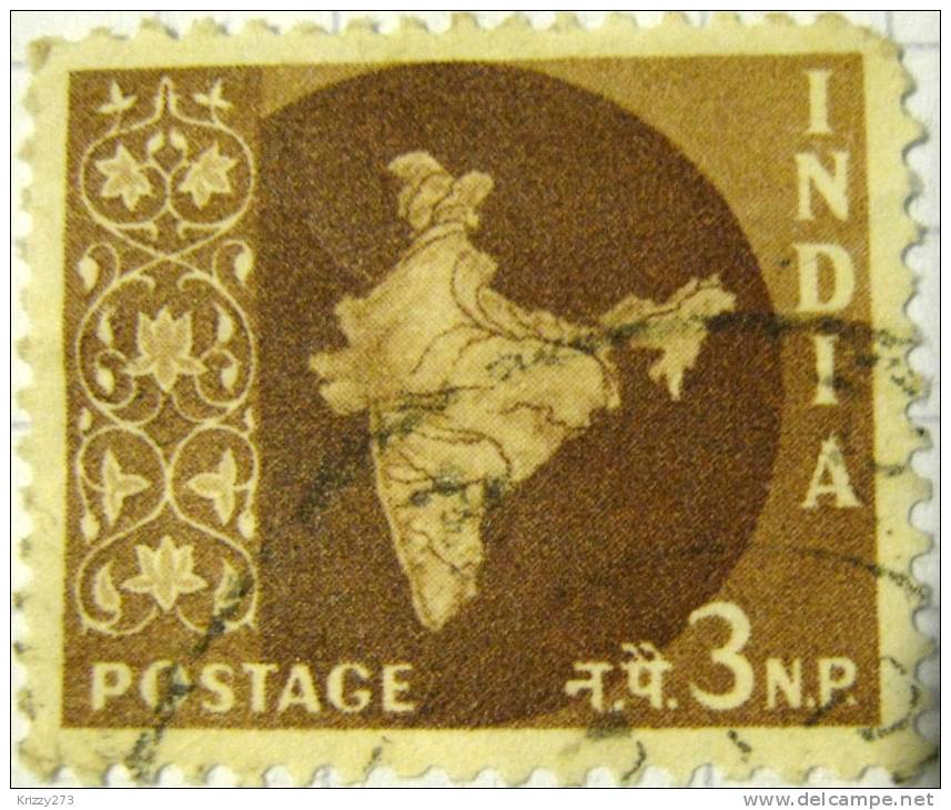 India 1958 Map Of India 3np - Used - Ungebraucht