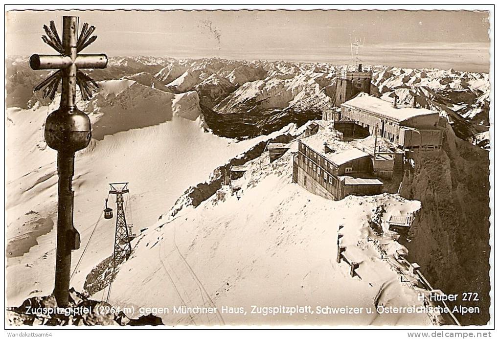 AK Zugspitzgipfel (2964 M) Gegen Münchner Haus, Zugspitzplatt, Schweizer U.  Österreichische Alpen 25. 7. 61 - 10 MITTE - Zugspitze