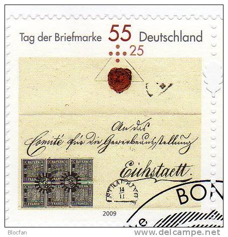 Tag Der Briefmarke 2009 BRD 2735Sr,Sl,ZD,Block Plus GBl. O 17€ 1.Marke Mit Sicherheitszaehnung Sheet Of Germany - Brieven En Documenten