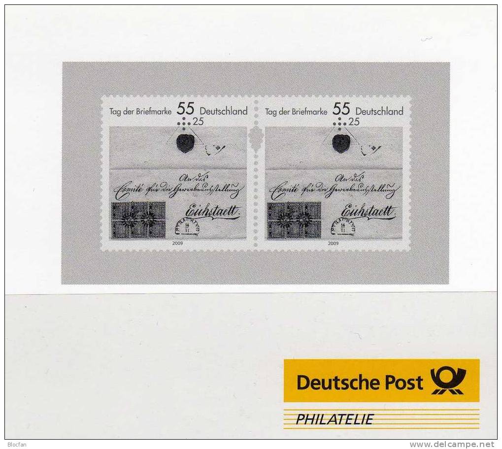 Tag Der Briefmarke 2009 BRD 2735Sr,Sl,ZD,Block Plus GBl. O 17€ 1.Marke Mit Sicherheitszaehnung Sheet Of Germany - Brieven En Documenten