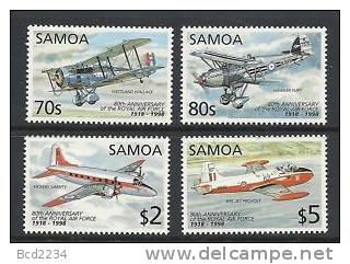 SAMOA 1998 80TH ANNIV RAF SET OF 4 NHM FACE VALUE Aircraft Planes Airplanes WW1 WW2 - Samoa (Staat)