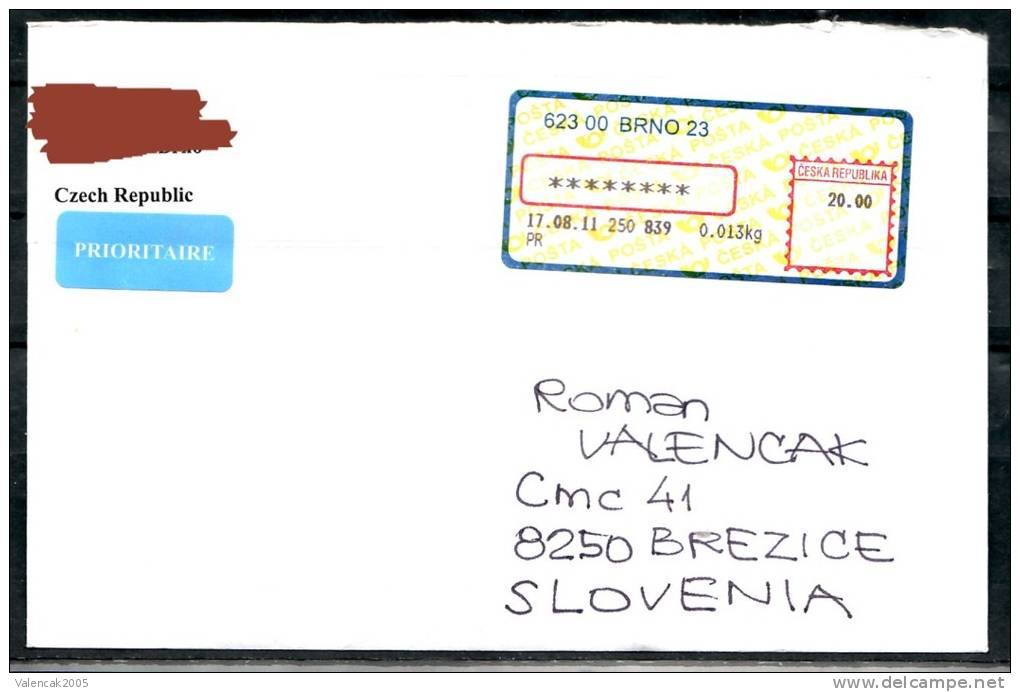 D4 Czech Republic Cover Letter Traveled To Slovenia ATM - Oblitérés