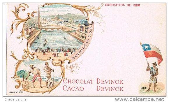 CHROMO CHOCOLAT DEVINCK CACAO DEVINCK EXPOSITION DE 1900 A PARIS (CHILI) - Altri & Non Classificati