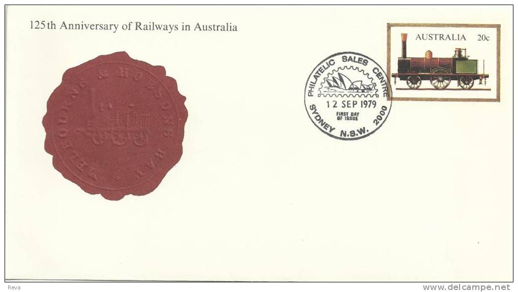 AUSTRALIA  PSE 125TH ANNIVERSARY OF RAILWAYS TRAIN 20 CENTS STAMP DATED 12-09-1979  CTO SG? READ DESCRIPTION !! - Brieven En Documenten