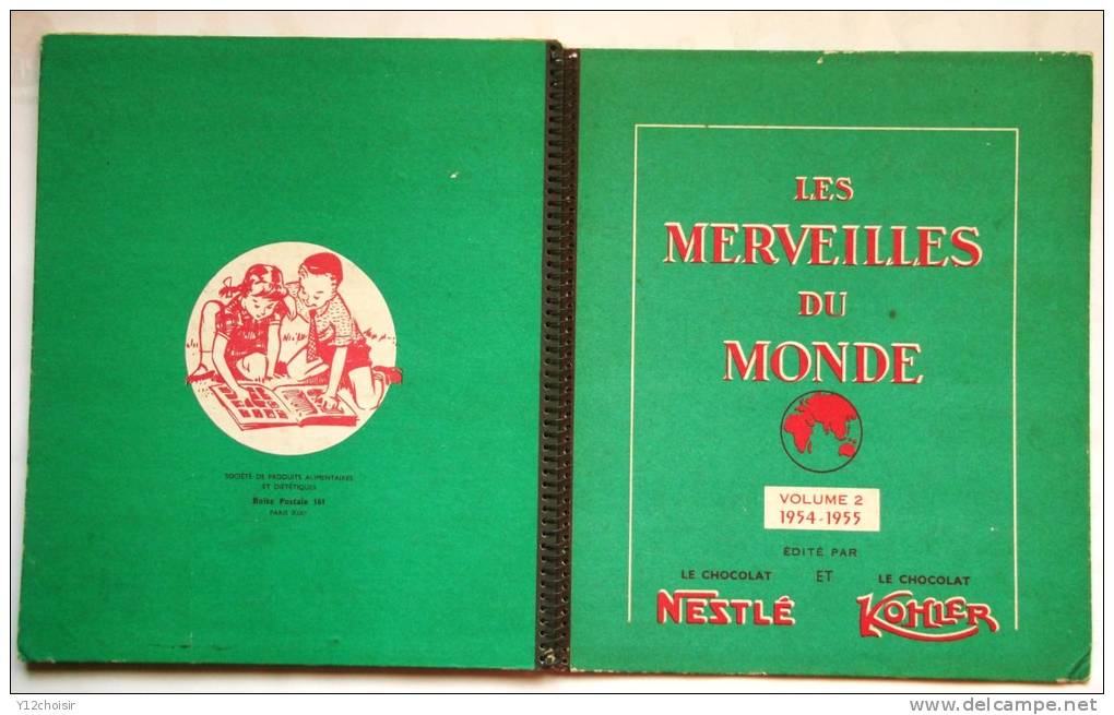 ALBUM COMPLET LES MERVEILLES DU MONDE VIGNETTES COLLEES  EDITE PAR CHOCOLAT NESTLE - KOHLER -1954-55 PEPITE D OR