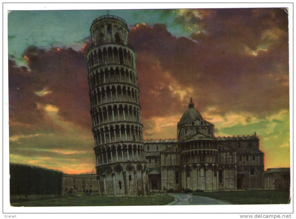 PISA - Abside Del Duomo E Torre Pendente - Tramonto. Viaggiata 1966 - Pisa