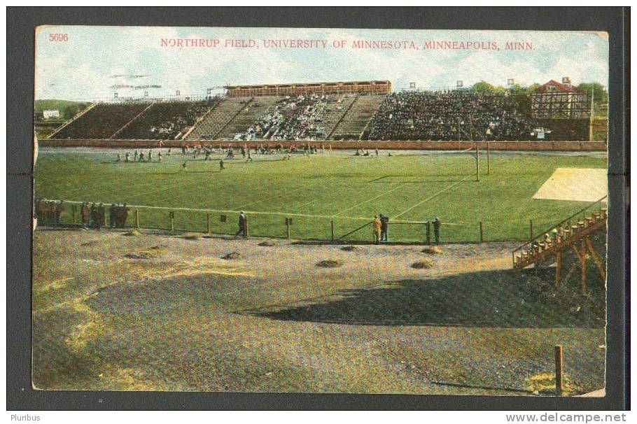 USED 1909, USA , MINNEAPOLIS, MINN., NORTHROP FIELD, NORTHRUP FIELD, UNIVERSITY FOOTBALL STADIUM, VINTAGE  POSTCARD - Minneapolis