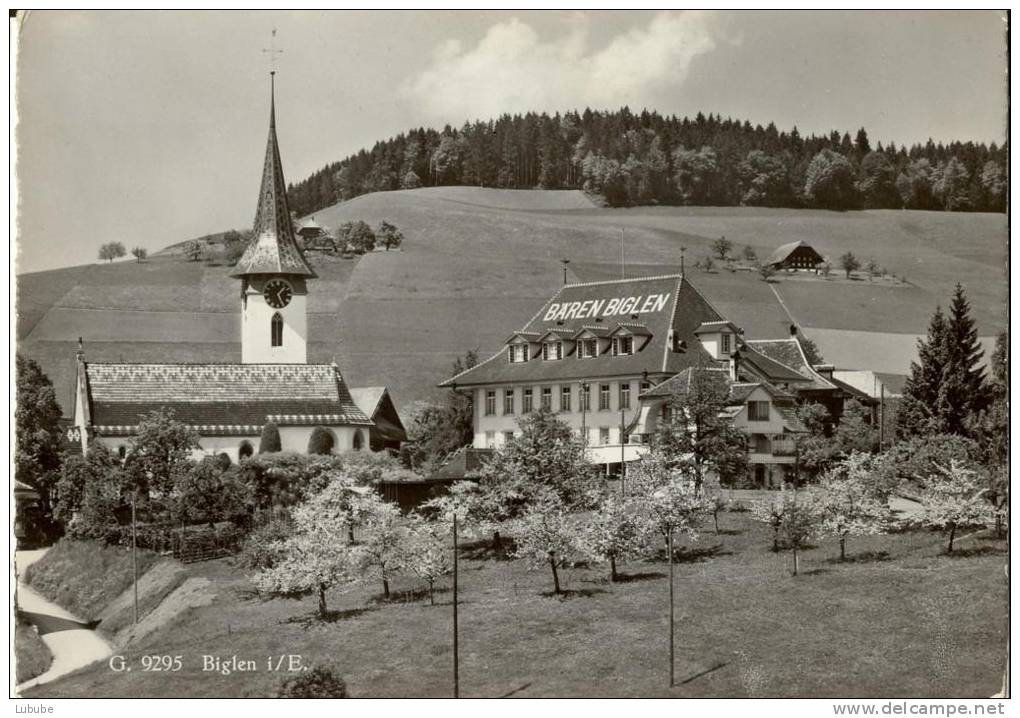 Biglen - Kirche Und Hotel Bären           Ca. 1950 - Biglen